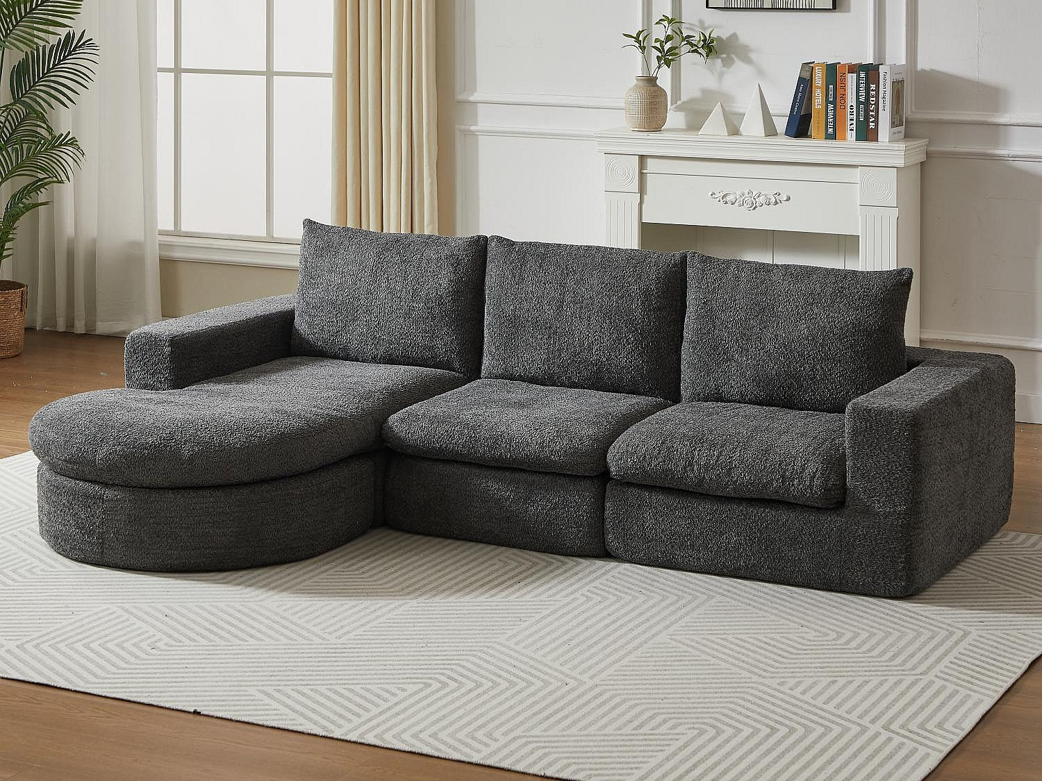 Angle pour canapé modulable gris tissu