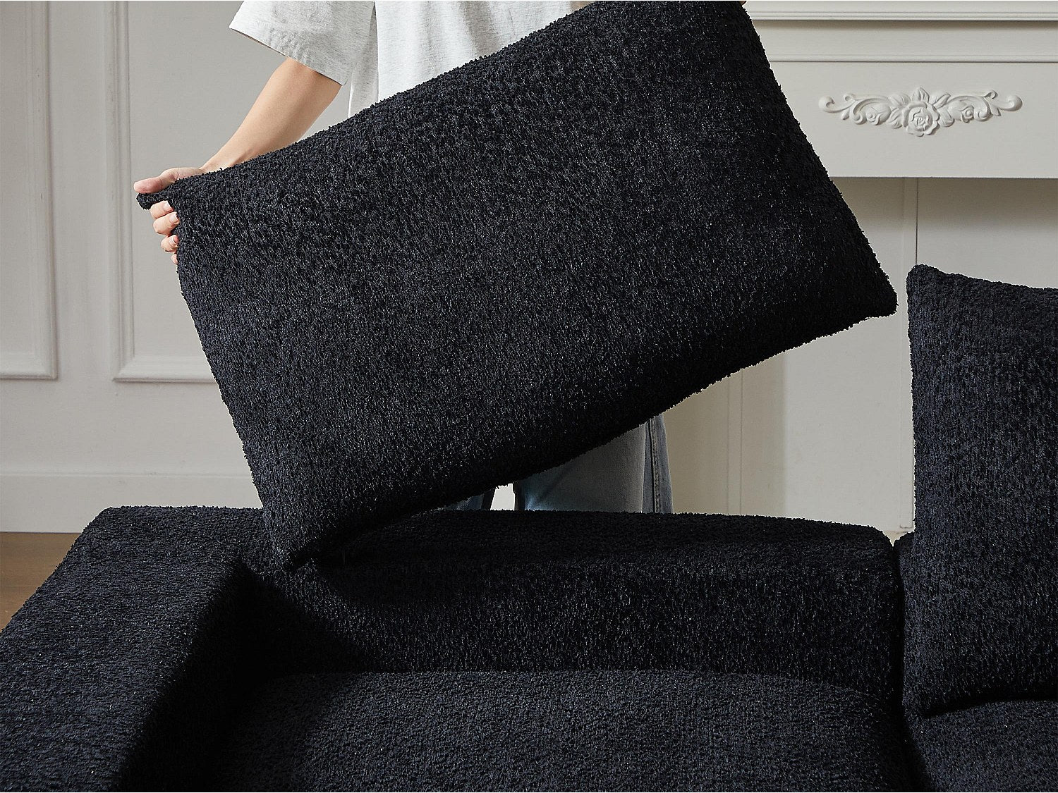 Angle pour canapé modulable noir tissu