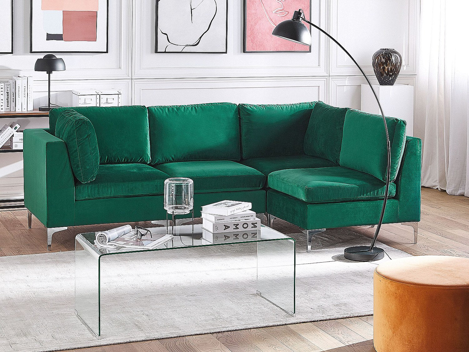 Angle pour canapé modulable 4 places vert velours