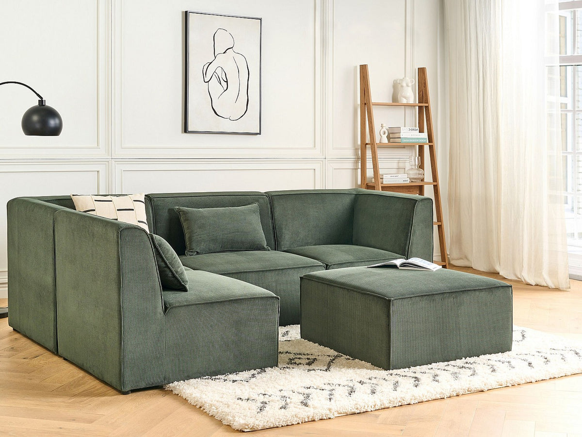 Angle pour canapé modulable 4 places vert velours