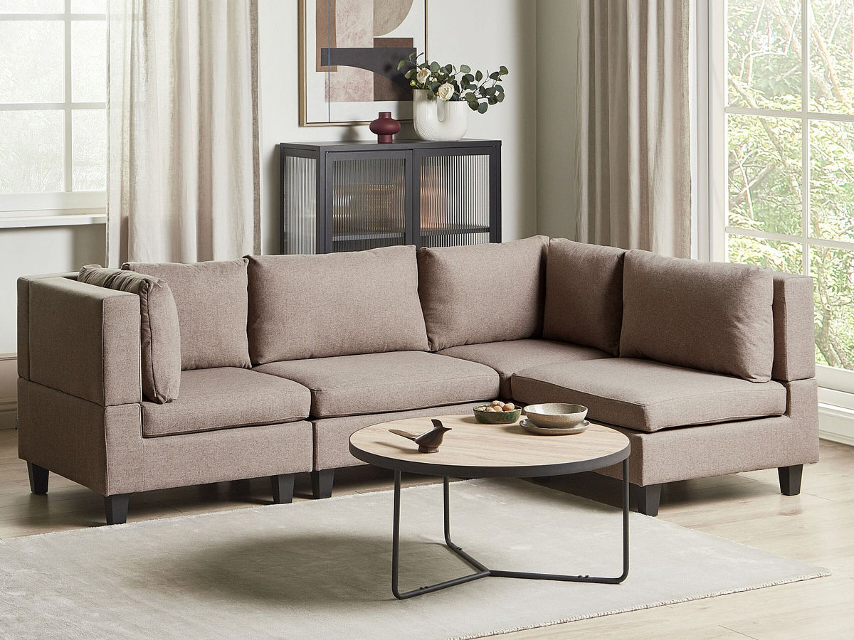 Angle pour canapé modulable 4 places marron tissu