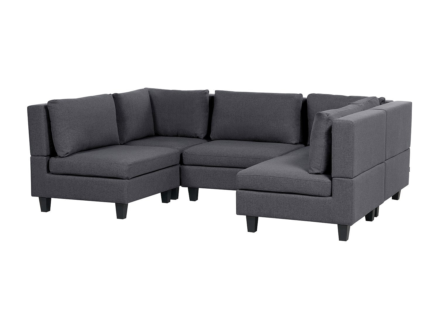 Canapé modulable 5 places gris tissu