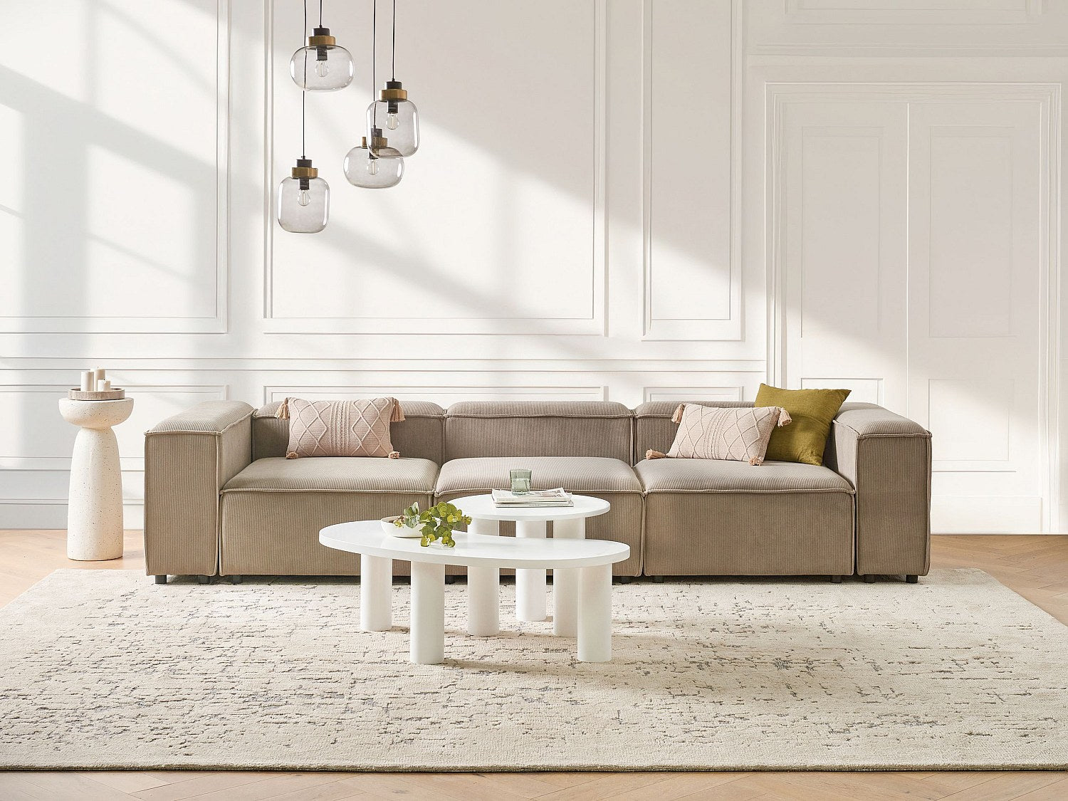 Canapé modulable 3 places marron velours