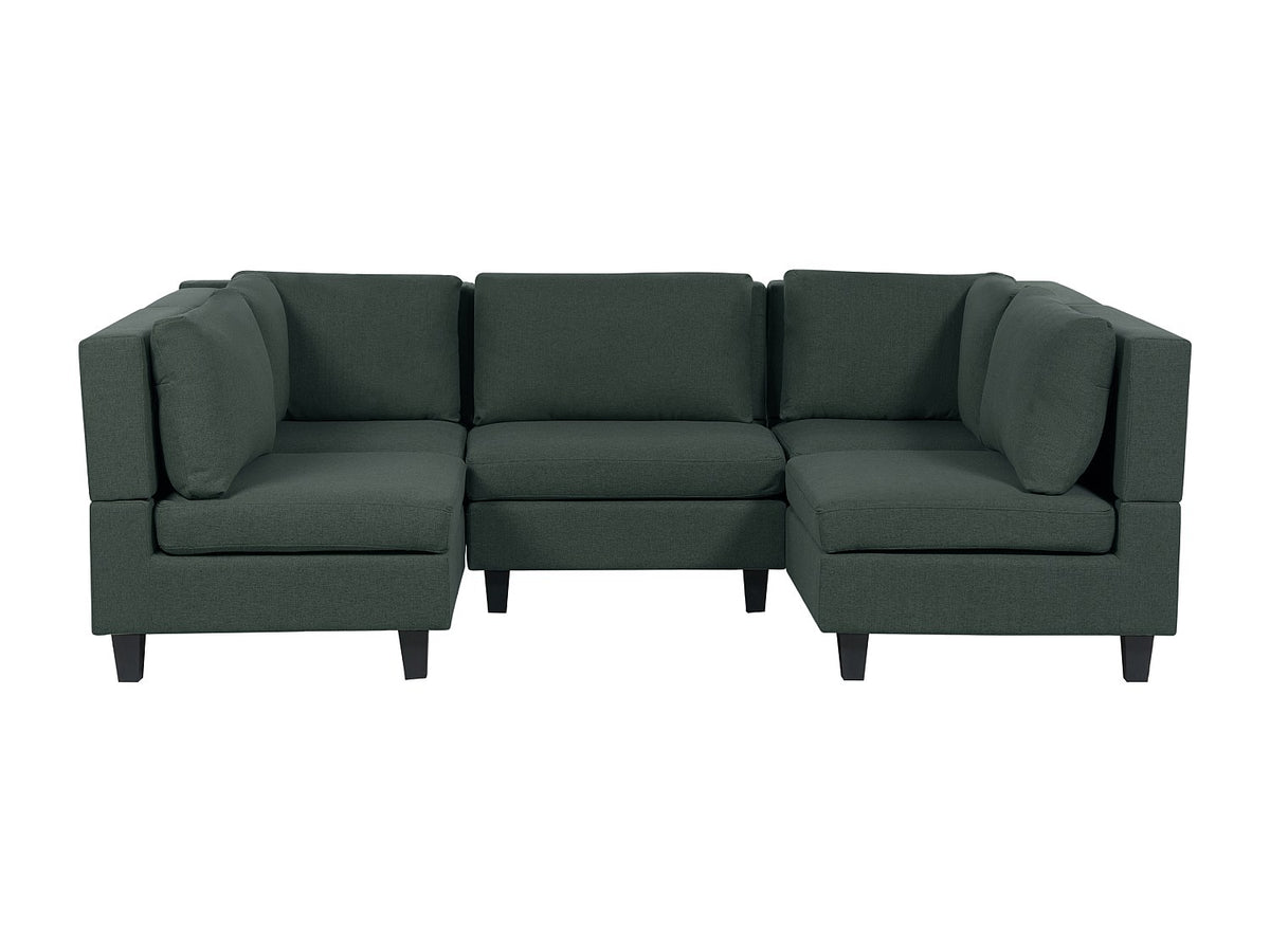 Canapé modulable 5 places vert tissu