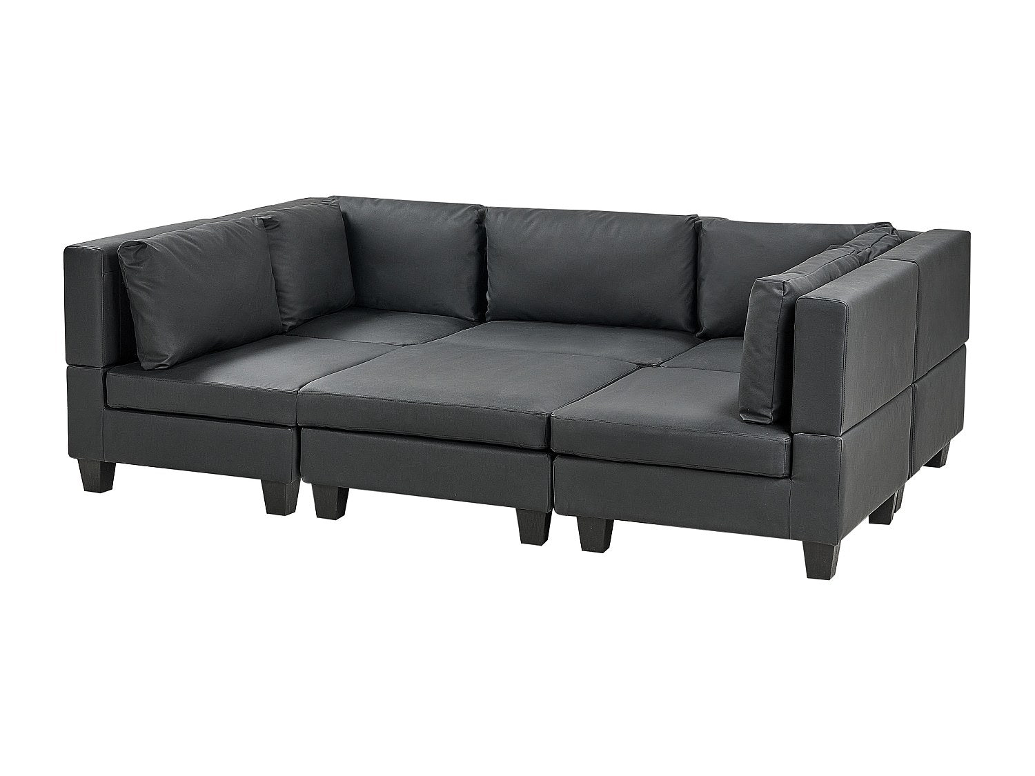 Canapé modulable 5 places noir simili cuir