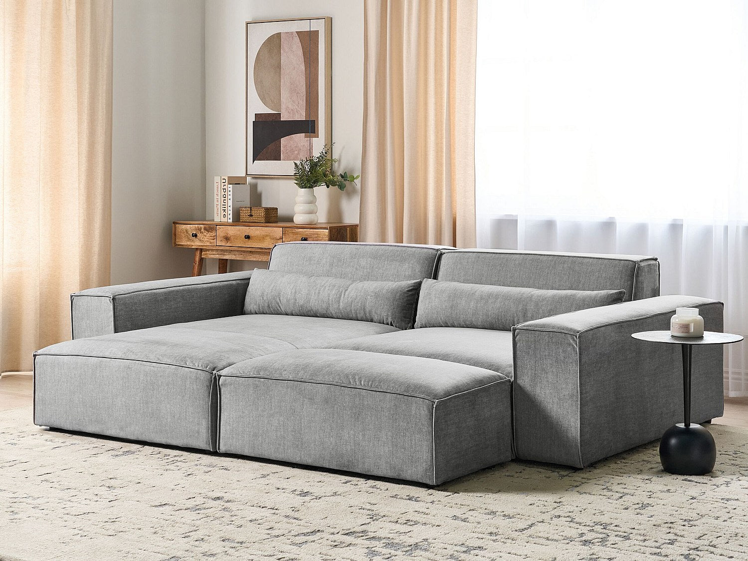 Angle pour canapé modulable 2 places gris tissu
