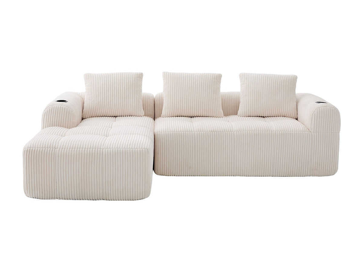 Méridienne pour canapé modulable 2 places beige velours