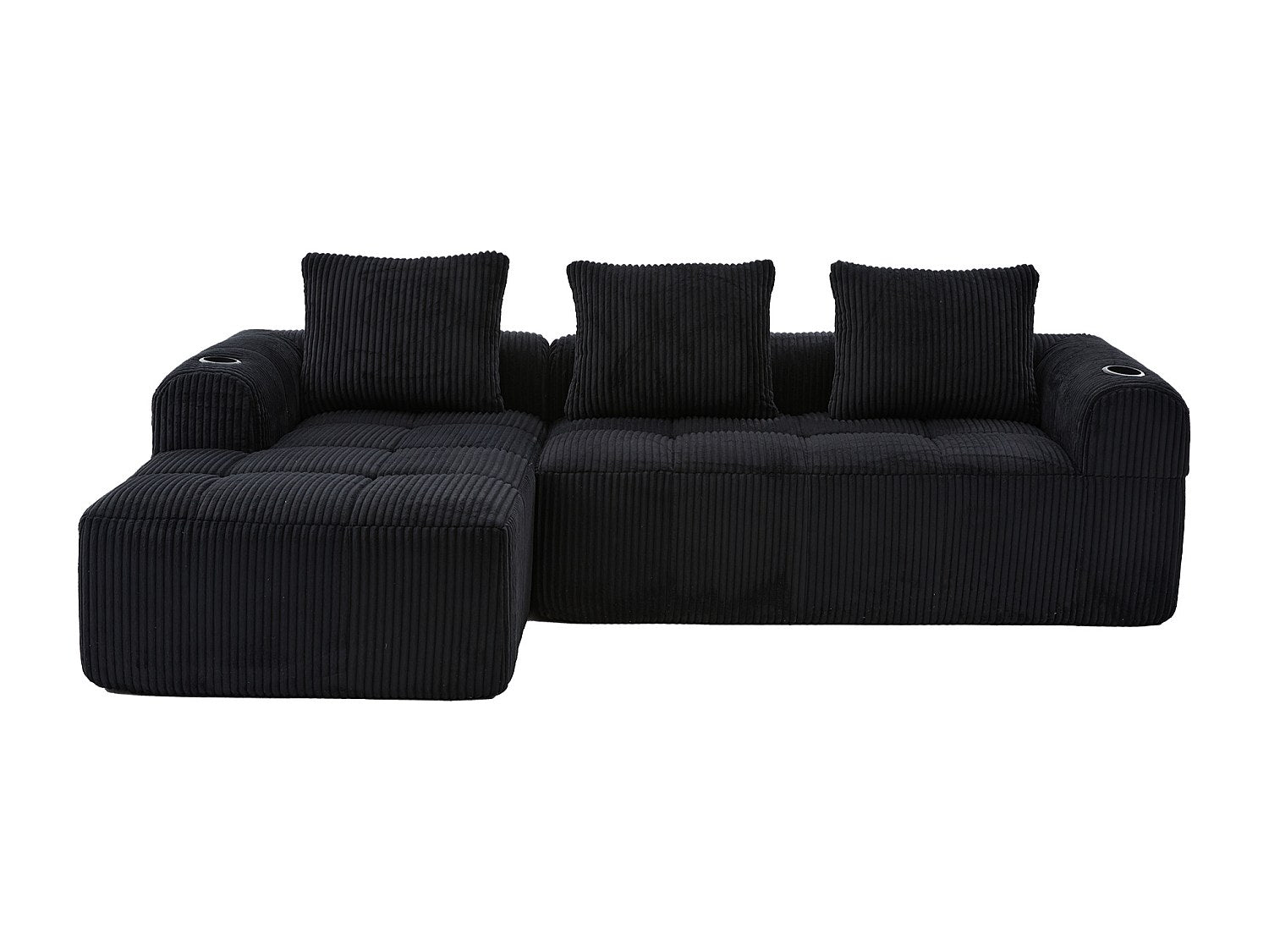Méridienne pour canapé modulable 2 places noir velours