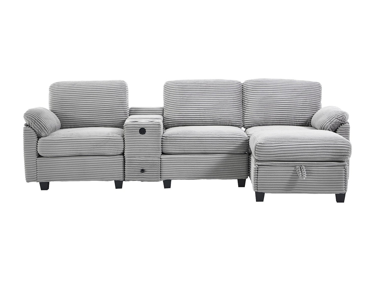 Canapé modulable 4 places gris tissu