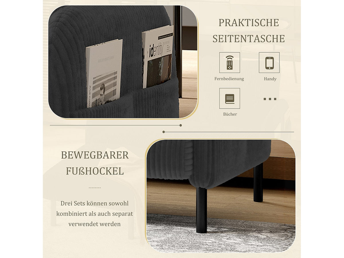 Canapé modulable 2 places gris velours