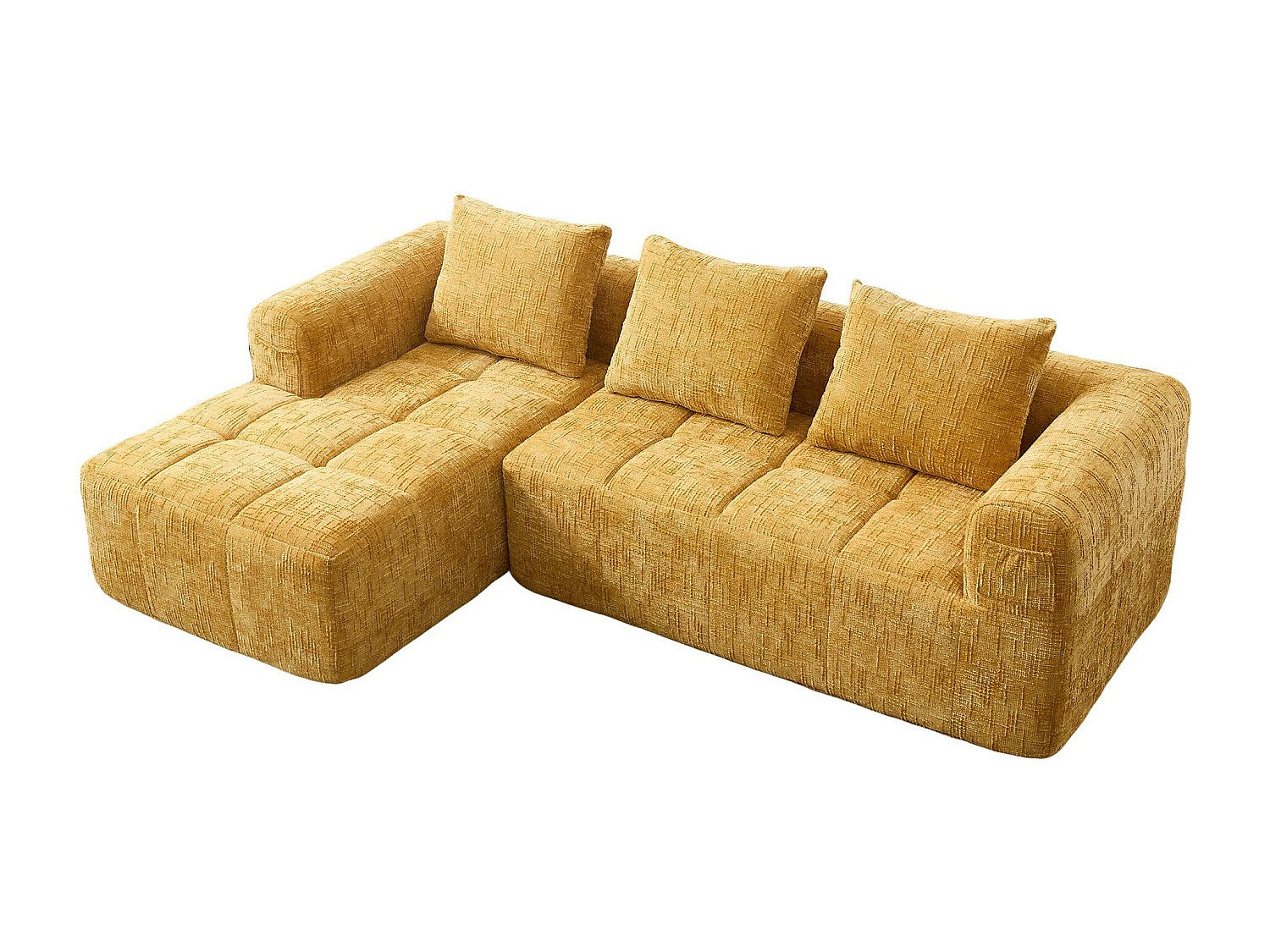 Angle pour canapé modulable 3 places jaune tissu