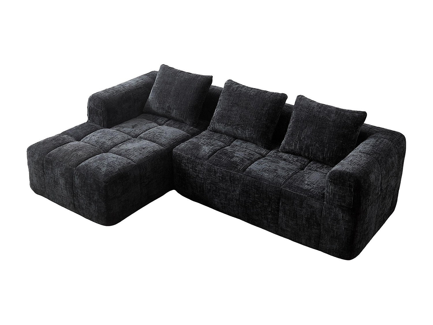 Angle pour canapé modulable 3 places noir tissu