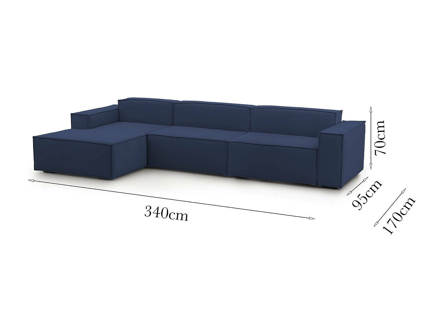 Canapé modulable 4 places bleu tissu