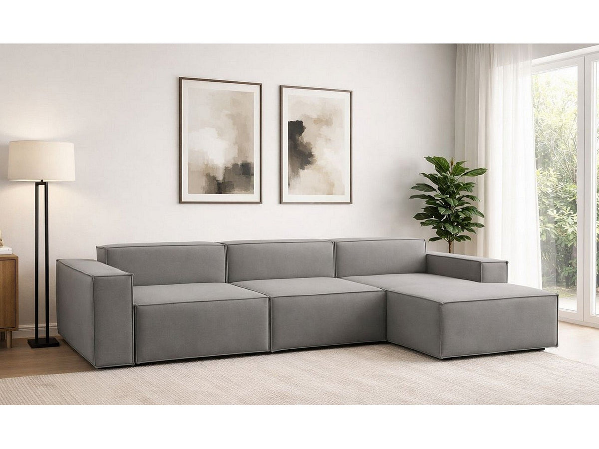 Canapé modulable 4 places gris tissu