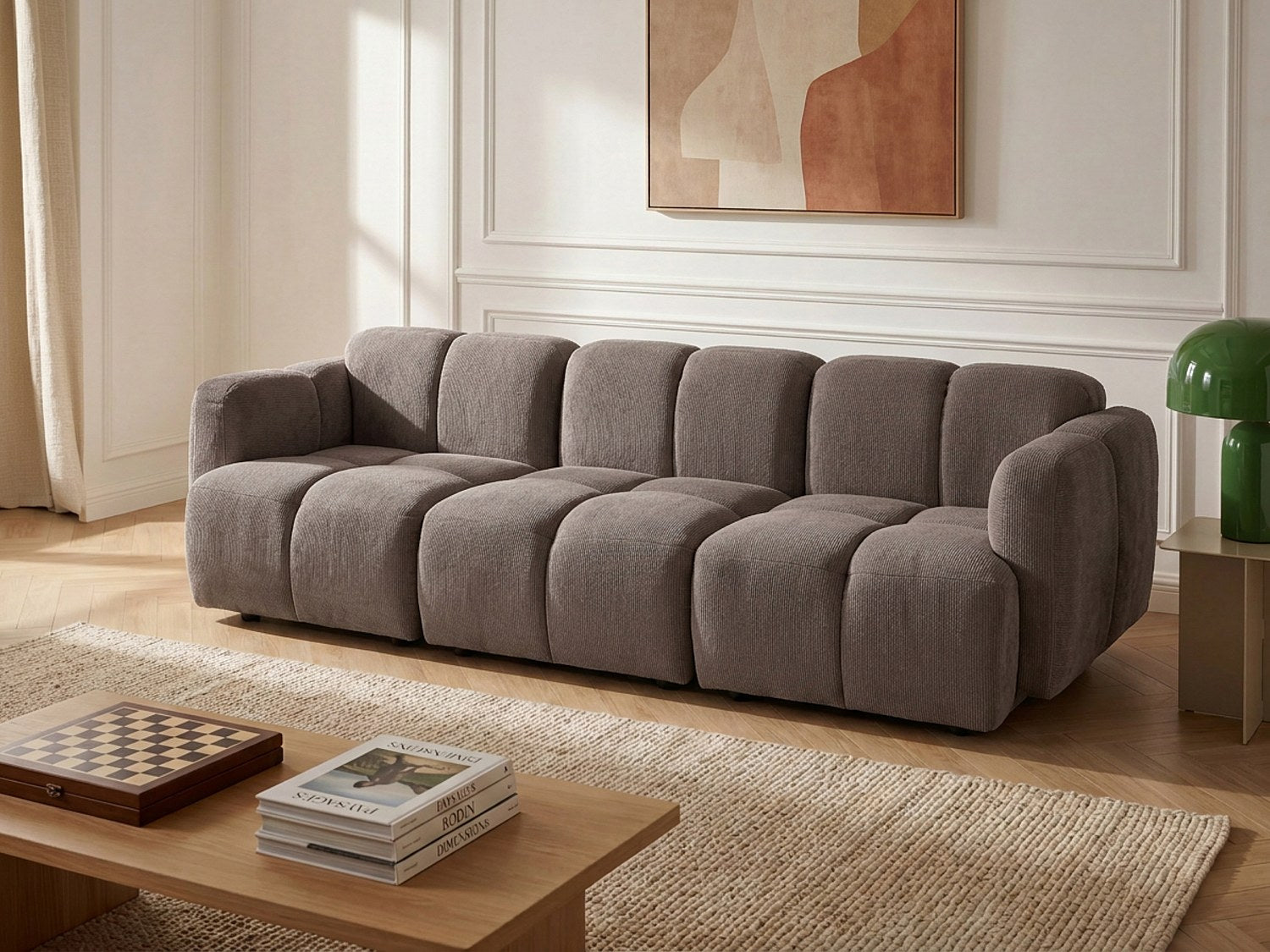 Canapé modulable 3 places taupe tissu