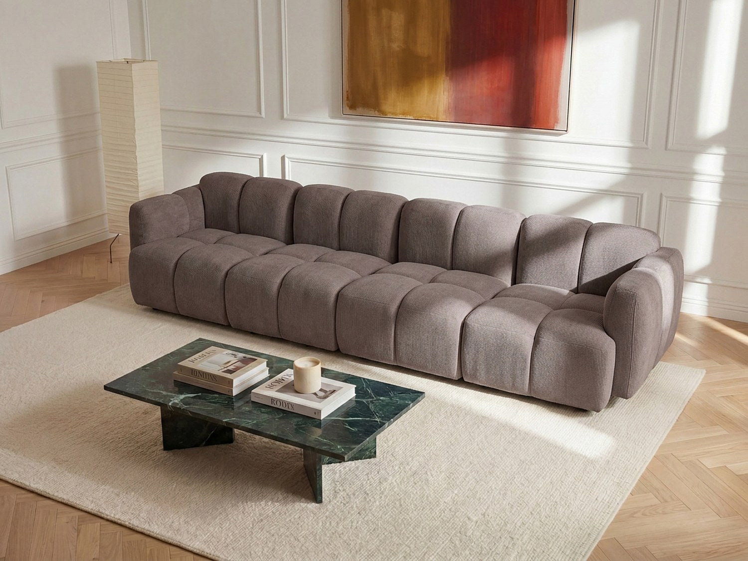 Canapé modulable 4 places taupe tissu