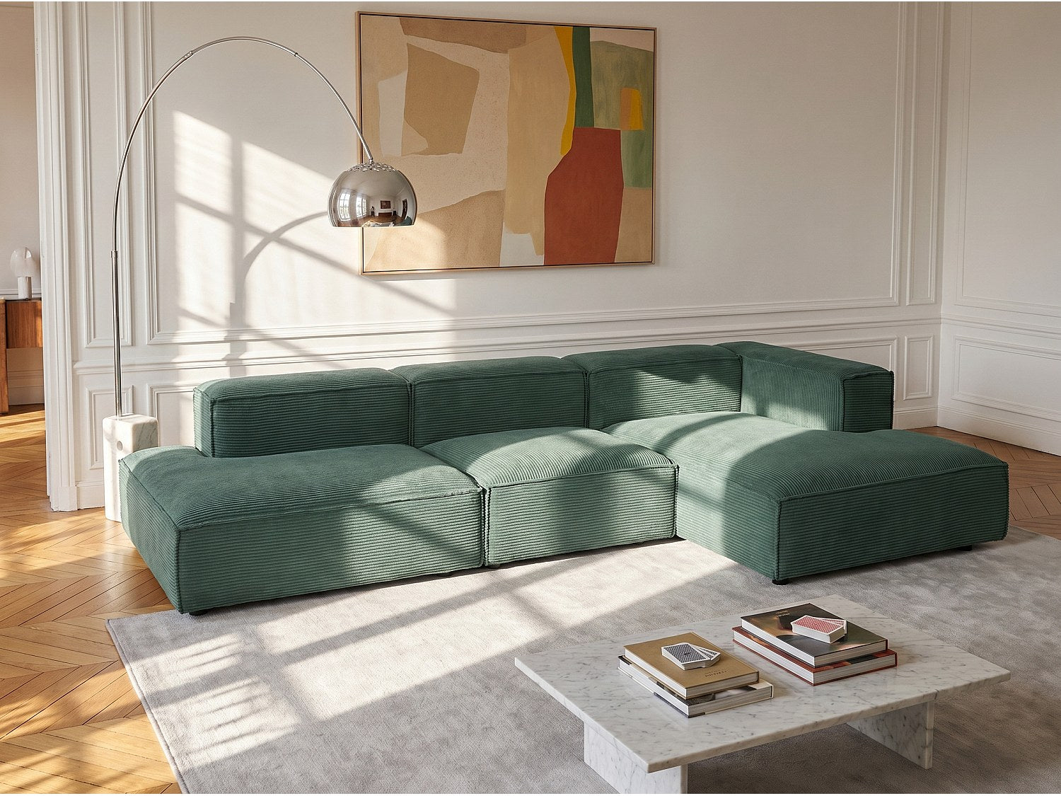Canapé modulable vert velours