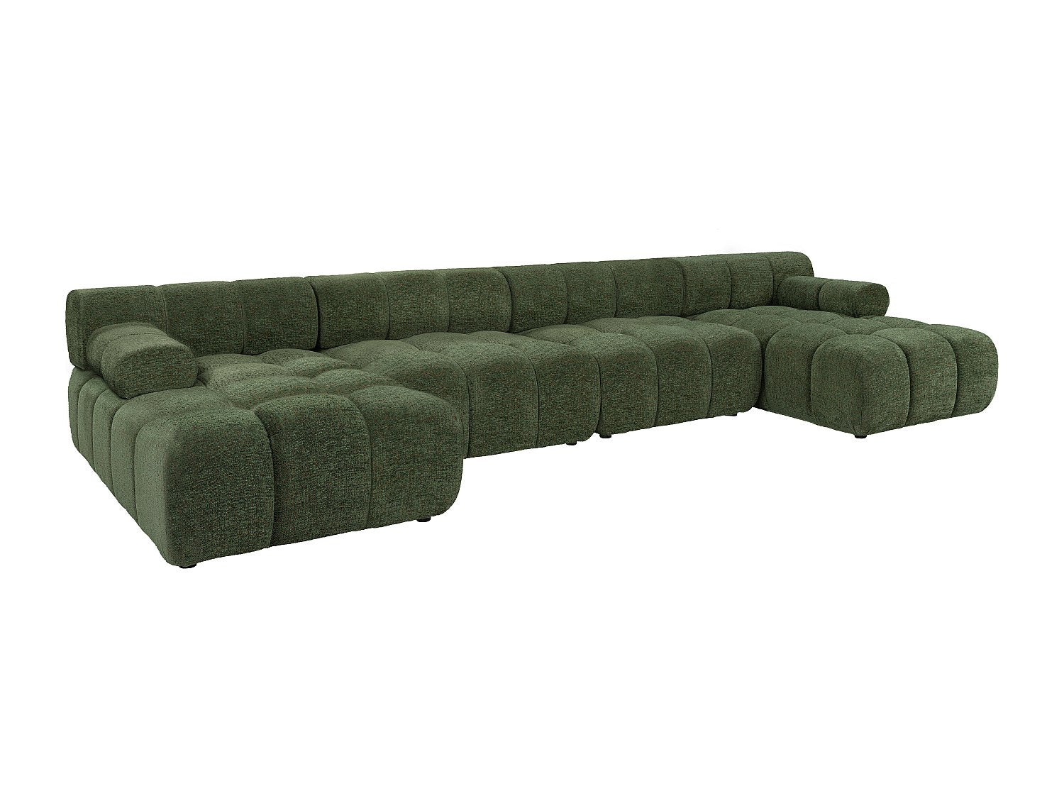 Canapé modulable panoramique vert tissu