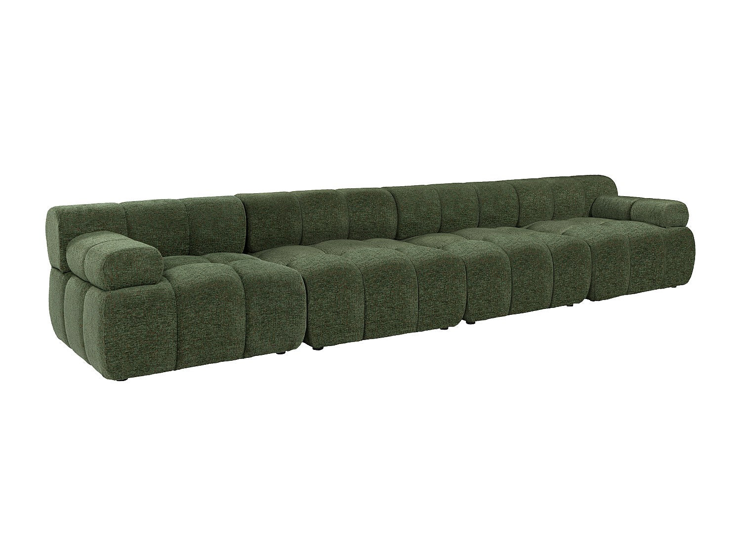 Canapé modulable 5 places vert tissu