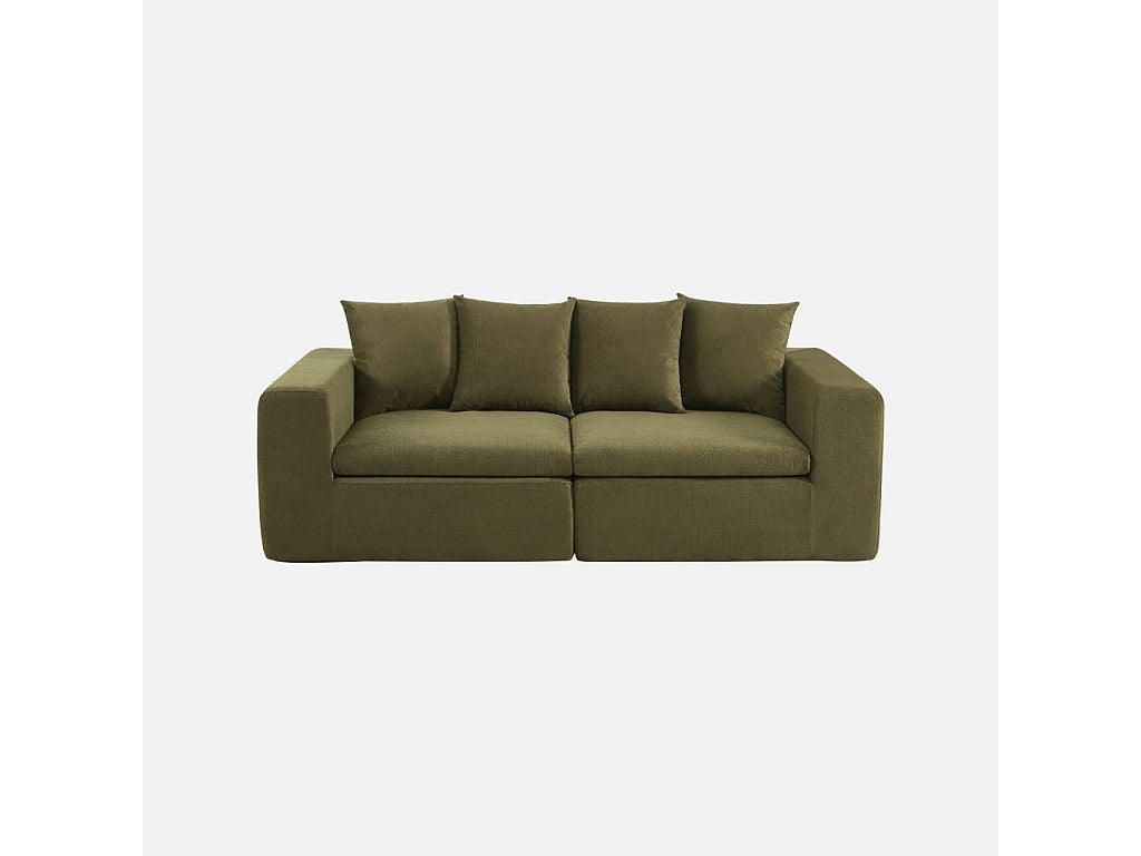 Canapé modulable 3 places vert tissu