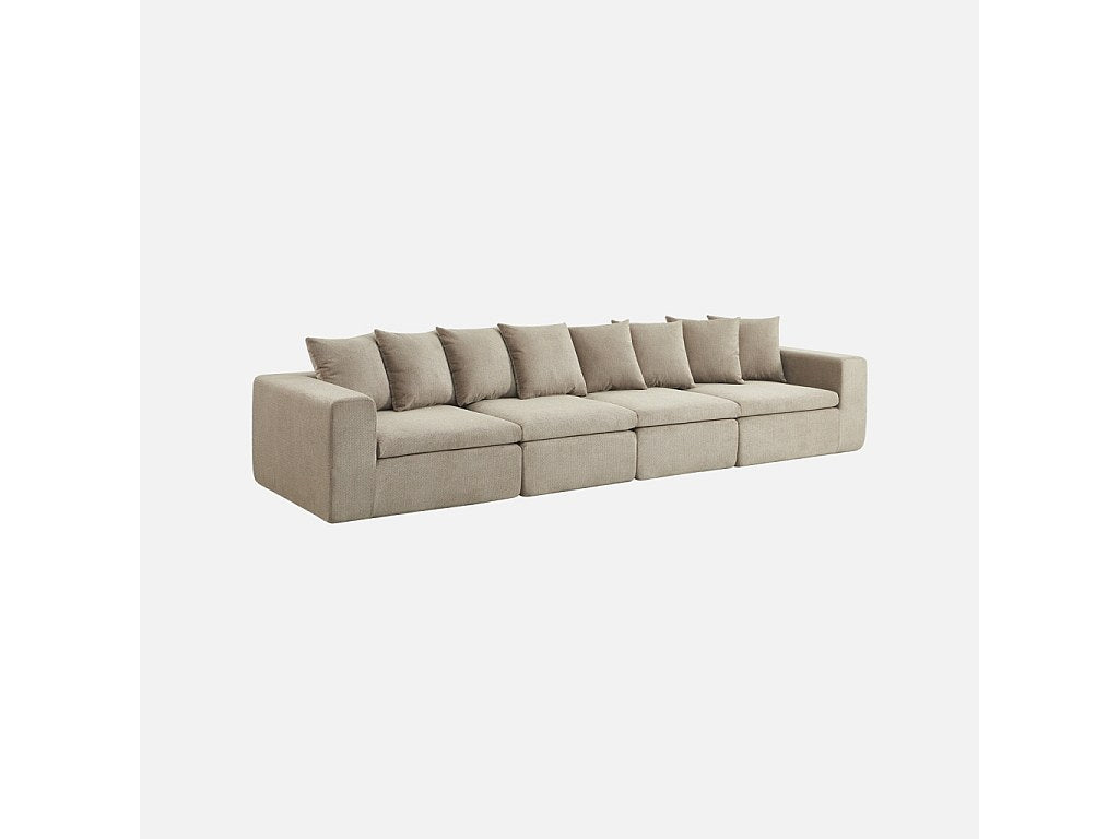 Canapé modulable 5 places beige tissu