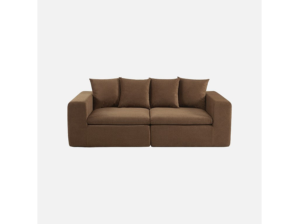 Canapé modulable 3 places marron tissu