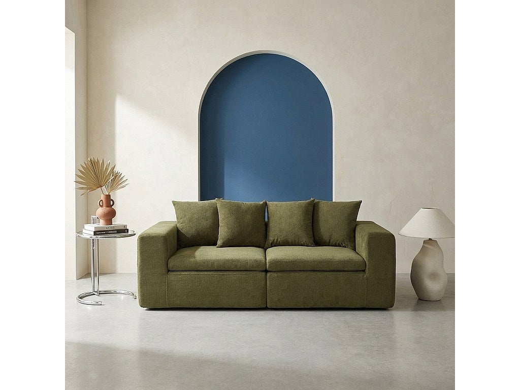 Canapé modulable 3 places vert tissu