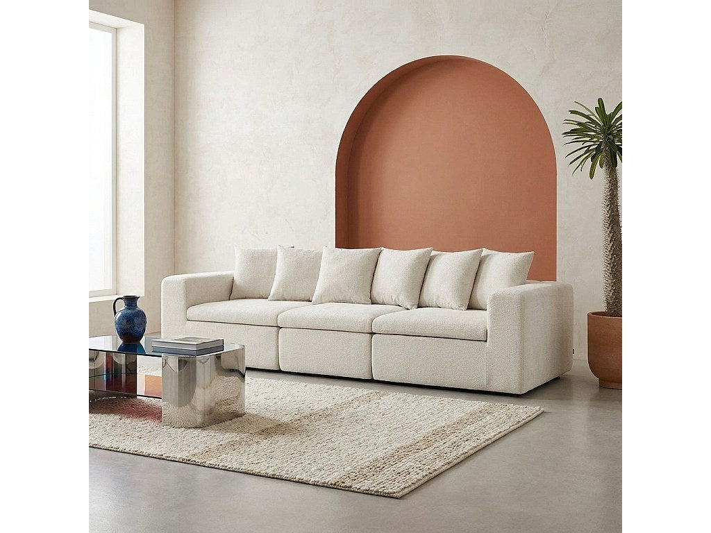 Canapé modulable 4 places blanc tissu