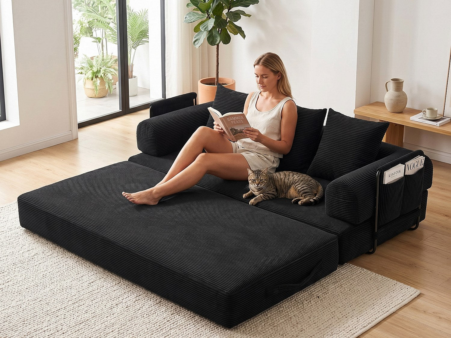 Canapé modulable noir tissu