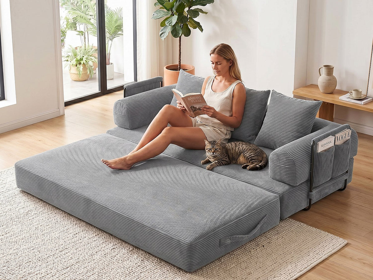 Canapé modulable gris tissu