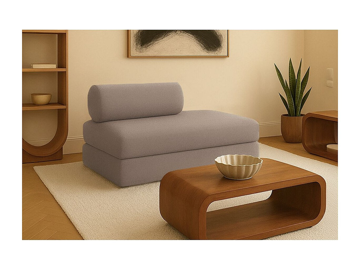 Canapé modulable convertible 2 places marron tissu