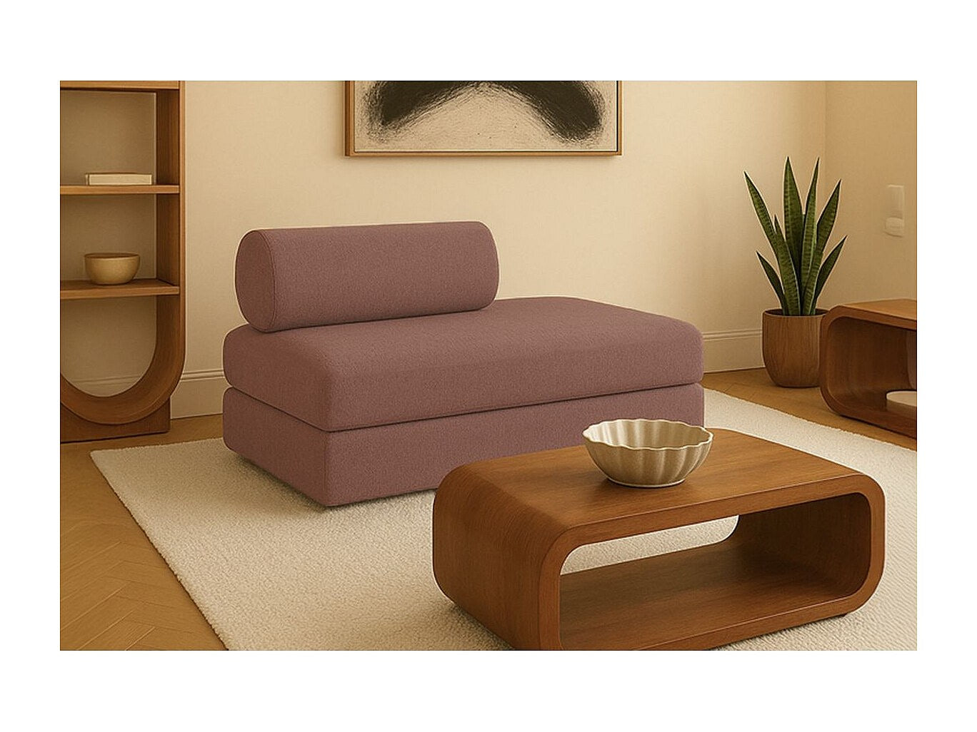 Canapé modulable convertible 2 places orange tissu