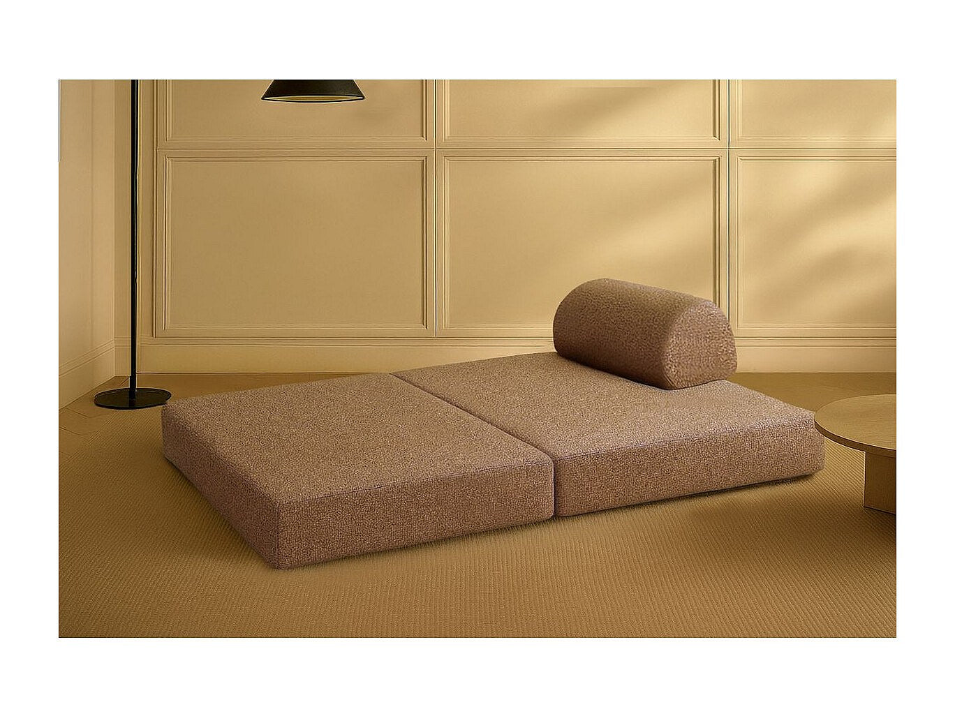 Canapé modulable convertible 2 places marron tissu