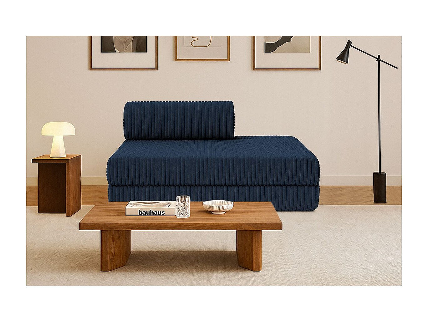 Canapé modulable convertible 2 places bleu velours
