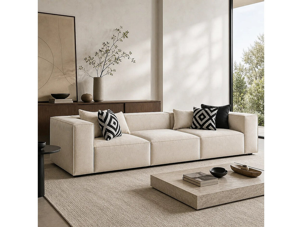 Canapé modulable beige tissu