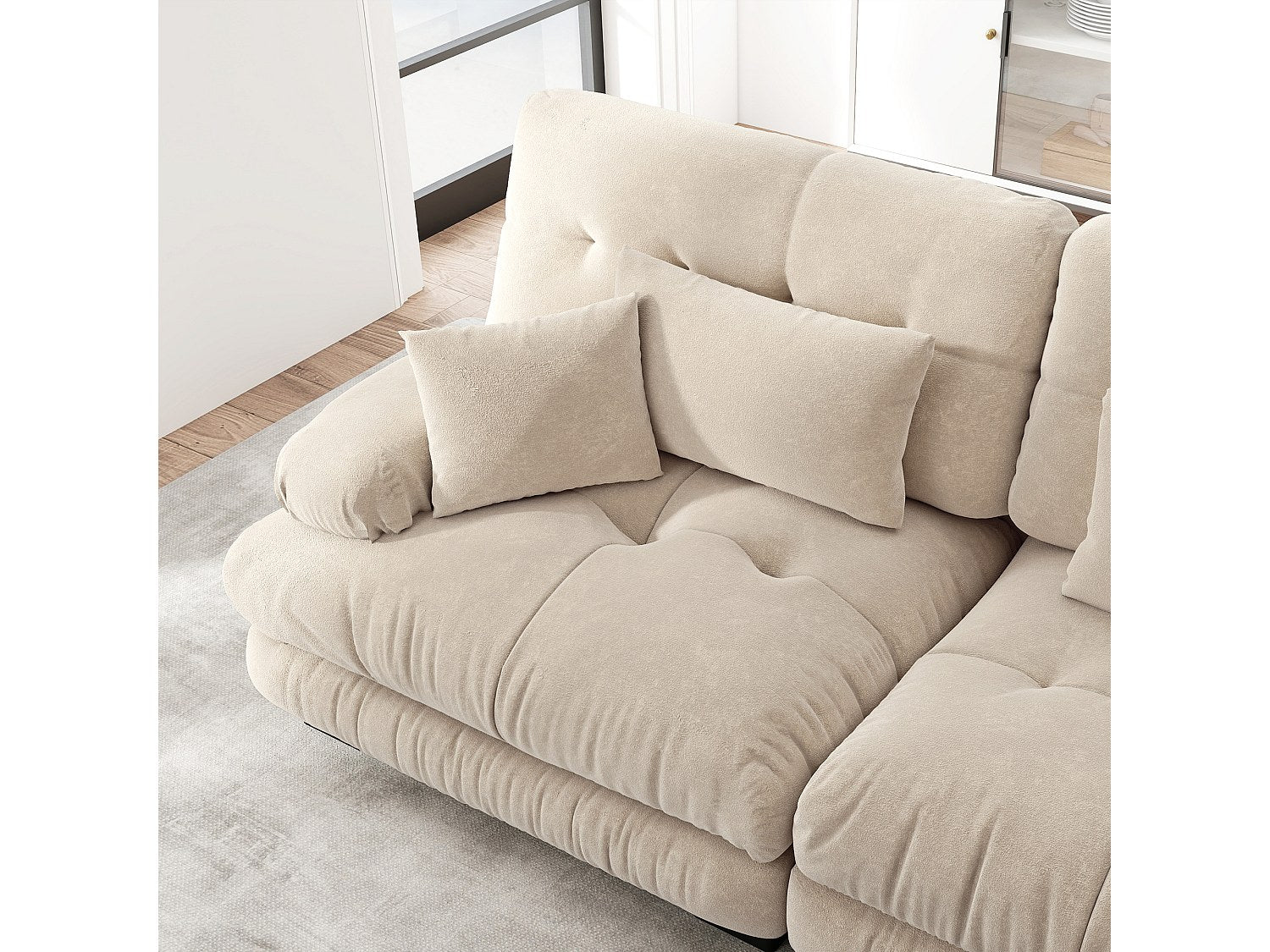 Canapé modulable 3 places beige tissu