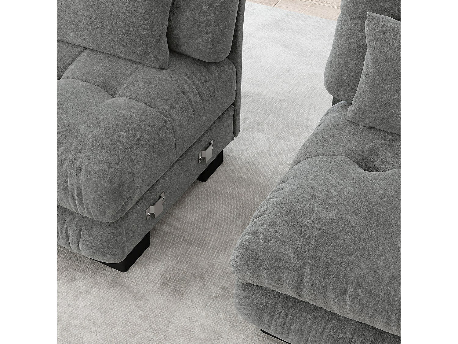 Canapé modulable 3 places gris tissu