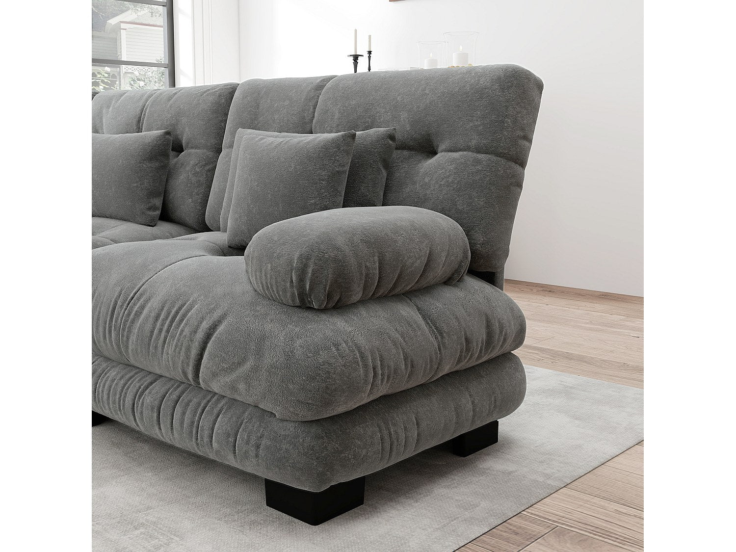 Canapé modulable 3 places gris tissu