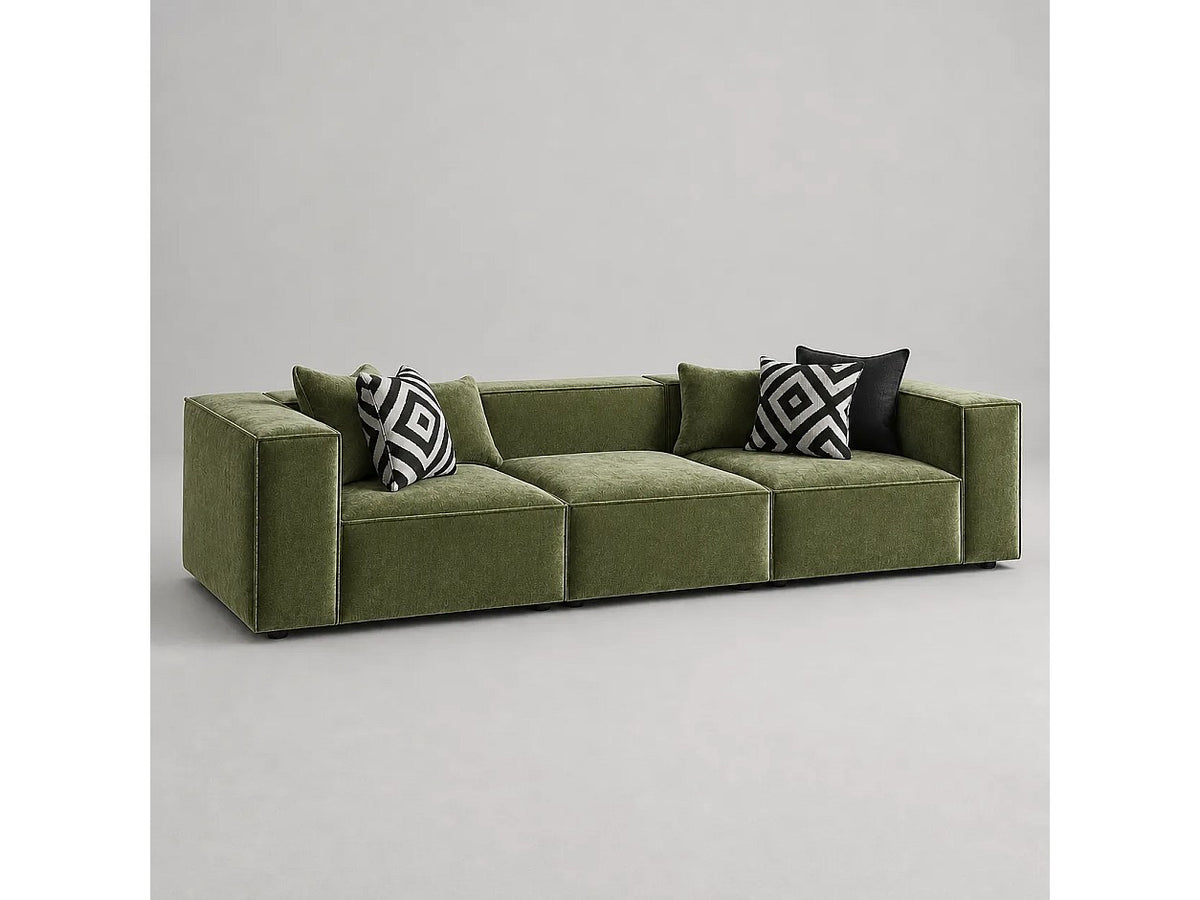 Canapé modulable vert tissu