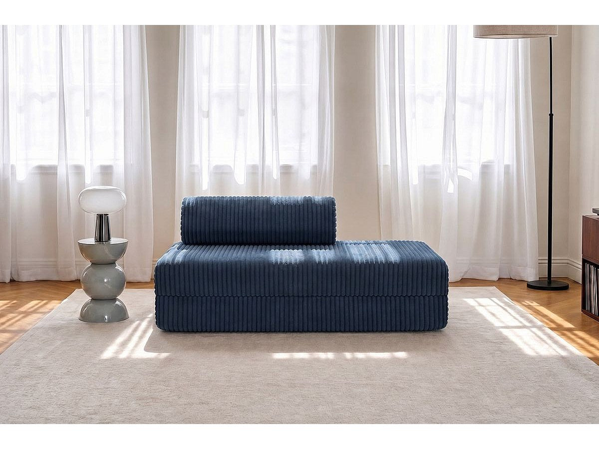 Canapé modulable convertible 2 places bleu velours