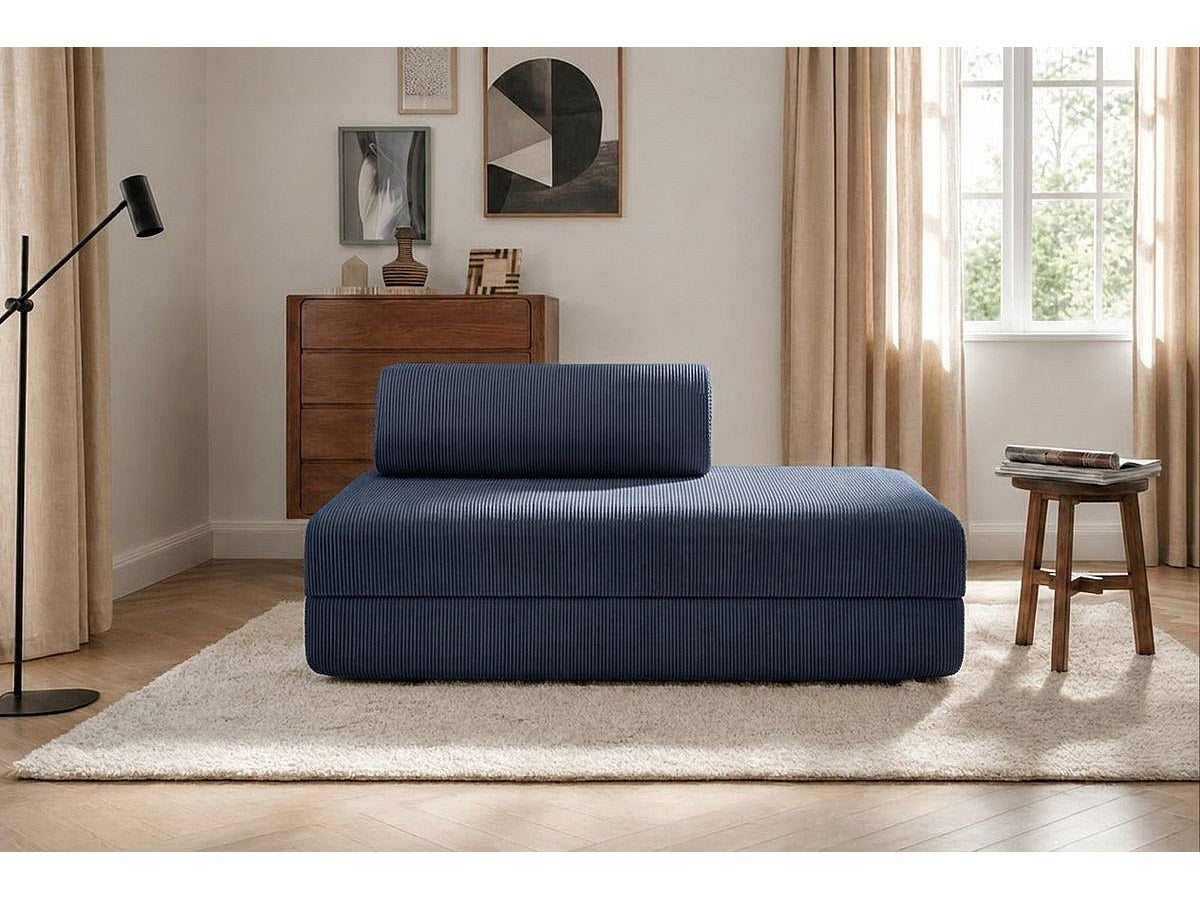 Canapé modulable convertible 2 places bleu velours