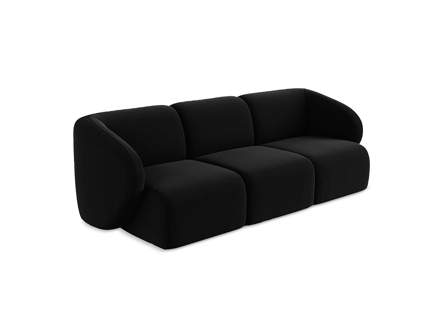 Canapé modulable 3 places noir tissu