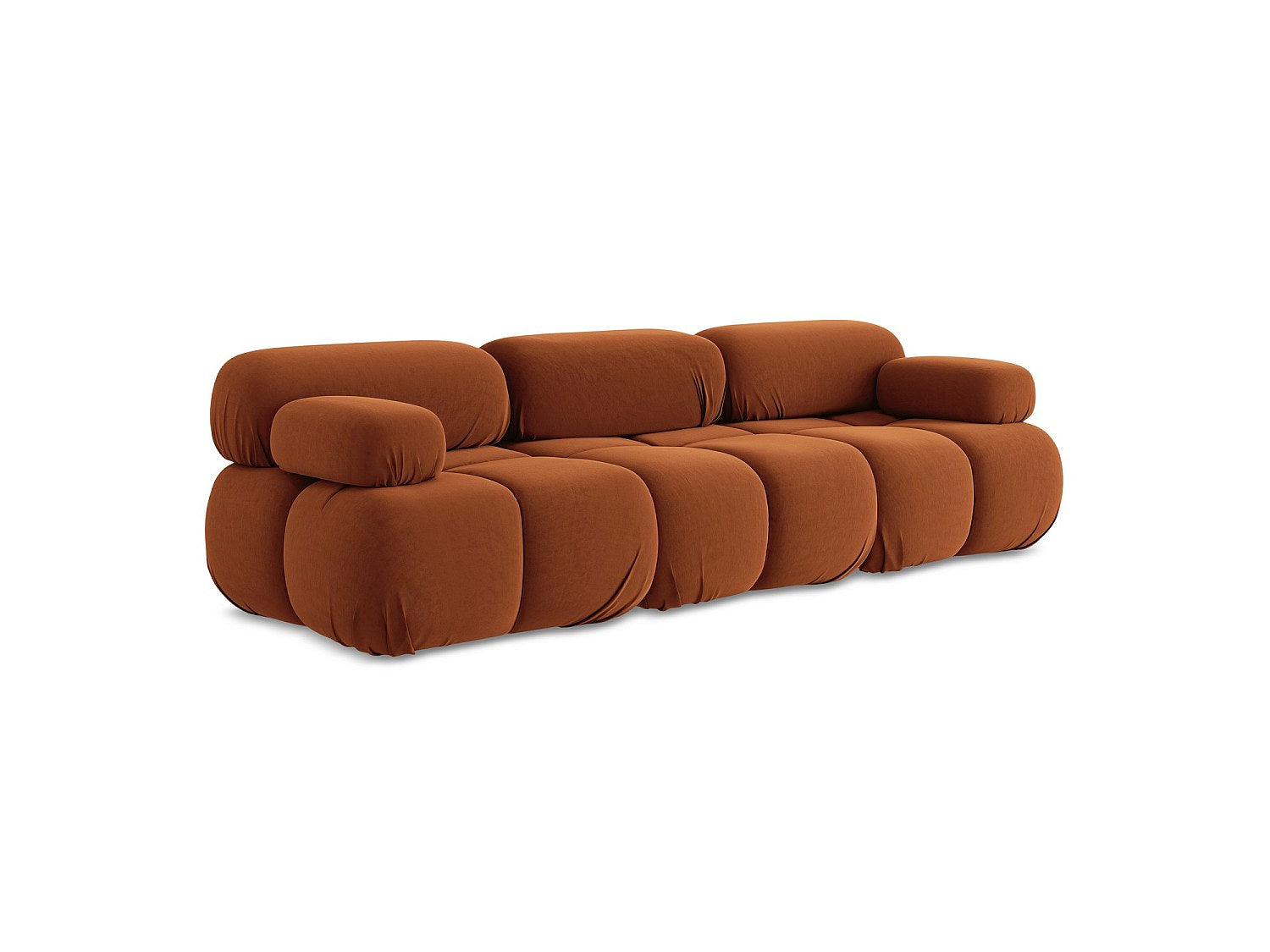 Canapé modulable 3 places orange velours