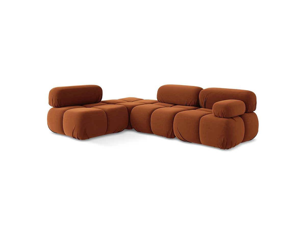 Canapé modulable 3 places orange velours