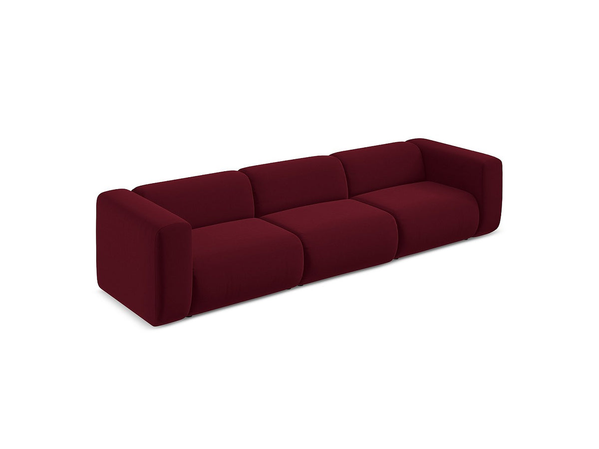Canapé modulable 4 places rouge tissu