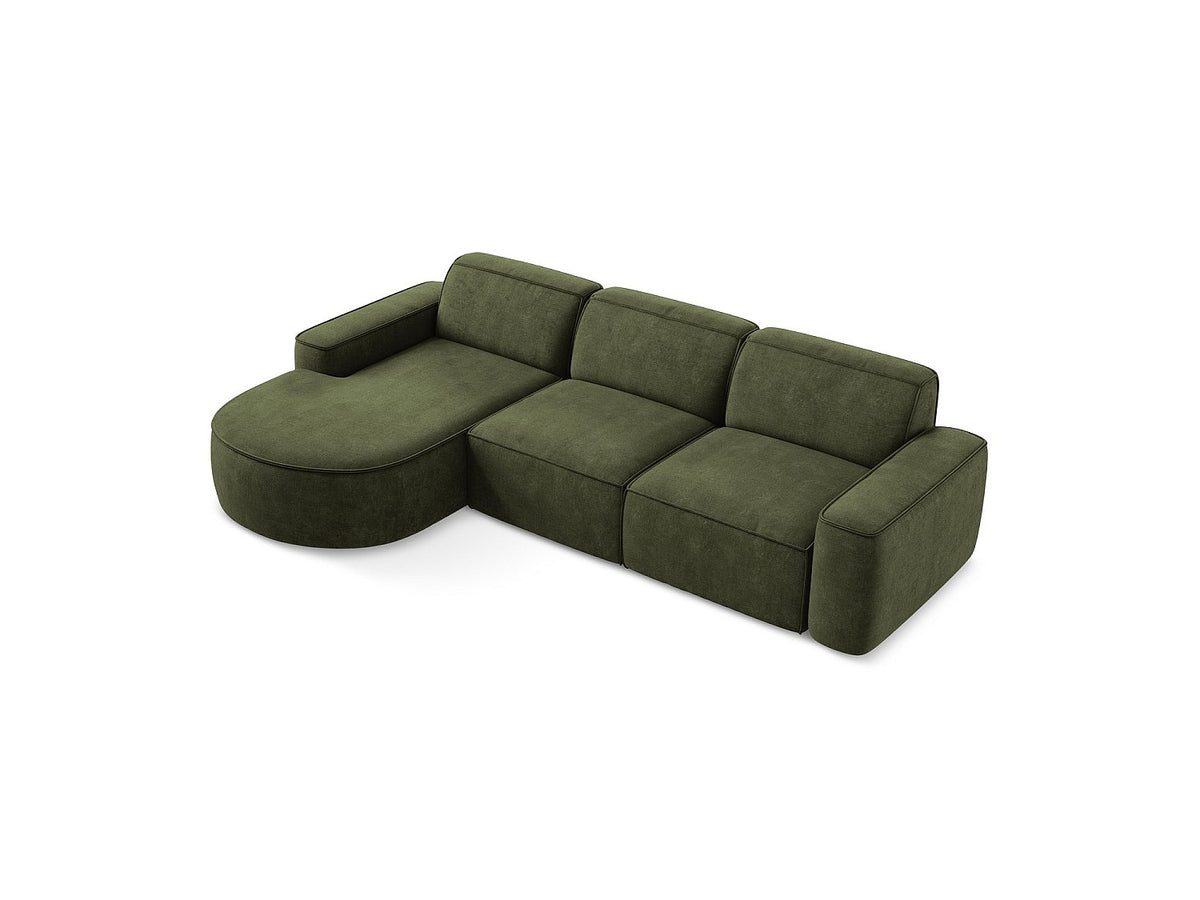 Canapé modulable 3 places vert tissu