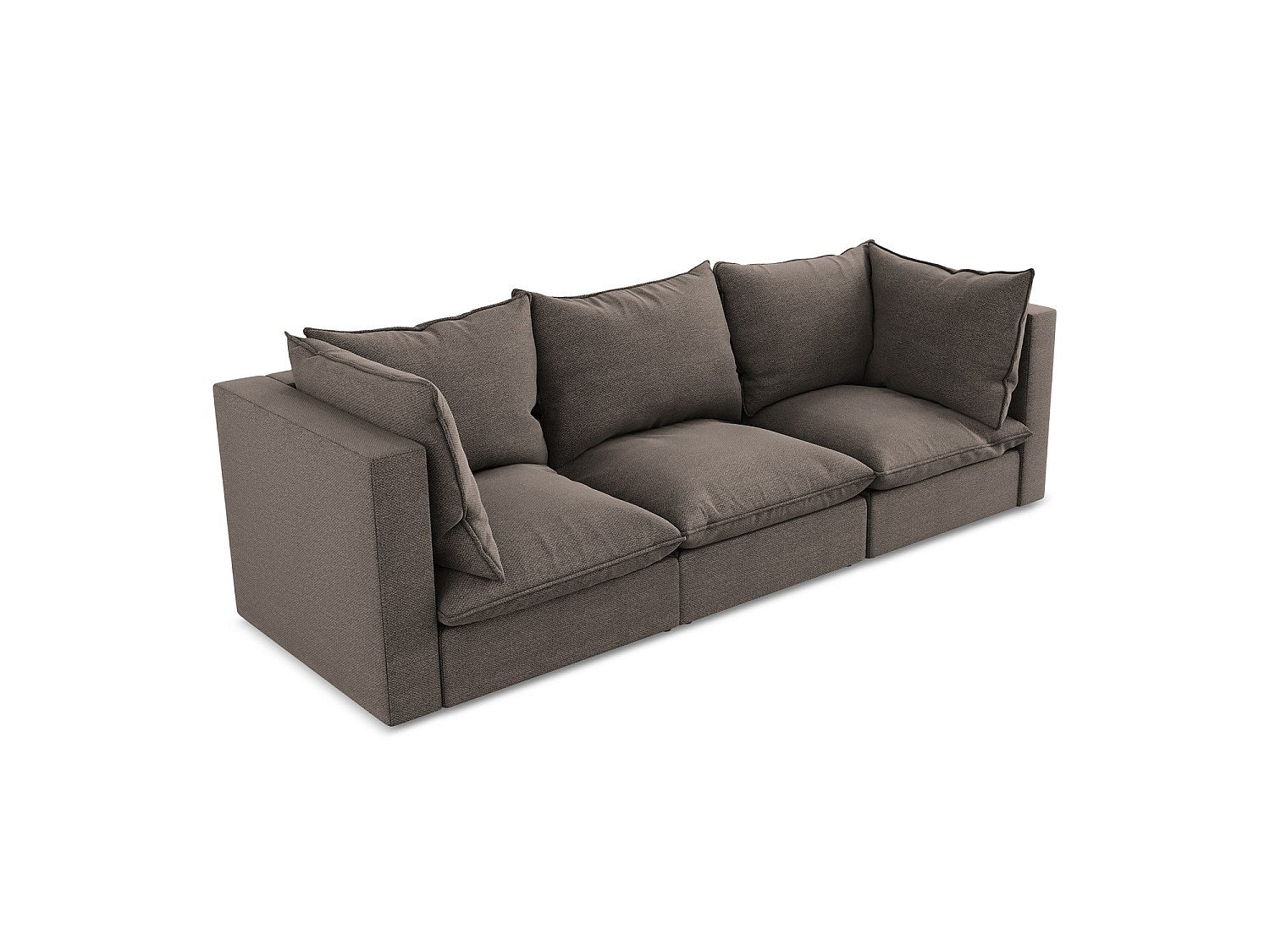 Canapé modulable 3 places marron tissu - Ravenna