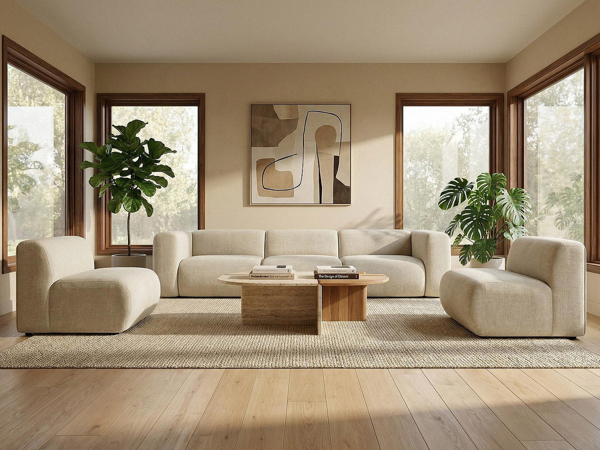 Canapé modulable 3 places marron tissu