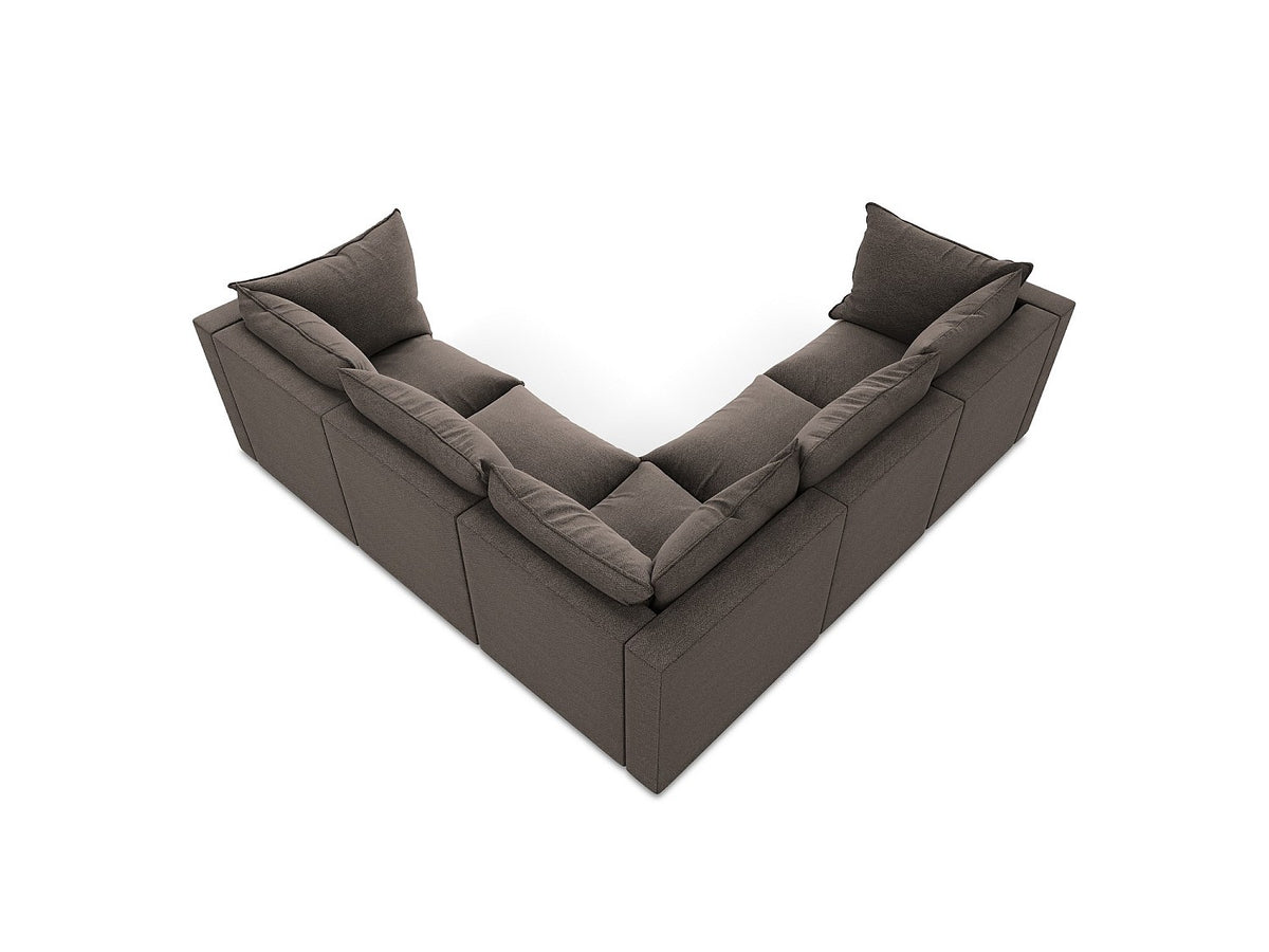 Canapé modulable 4 places marron tissu - Ravenna