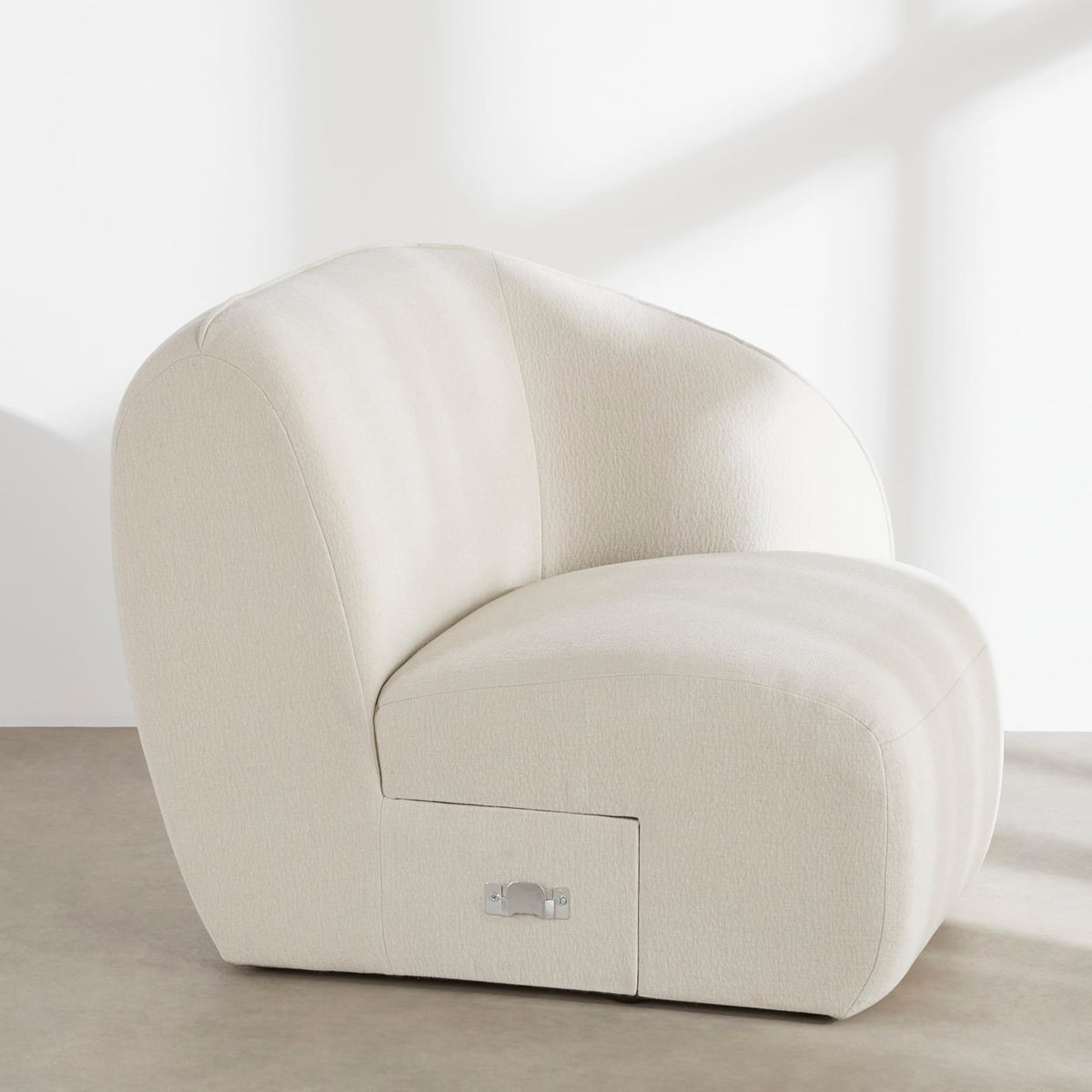 Accoudoir Droit Modulable en Tissu Effet Lin Beige beige - vue 4